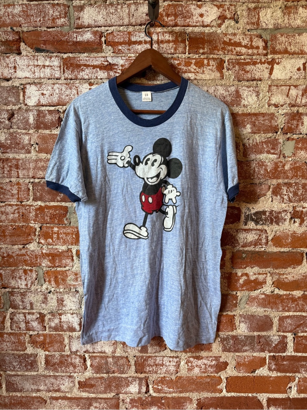 Rare Vintage Mickey Mouse Ringer Hand Up Motion Large Cotton Mix Multiple Colors